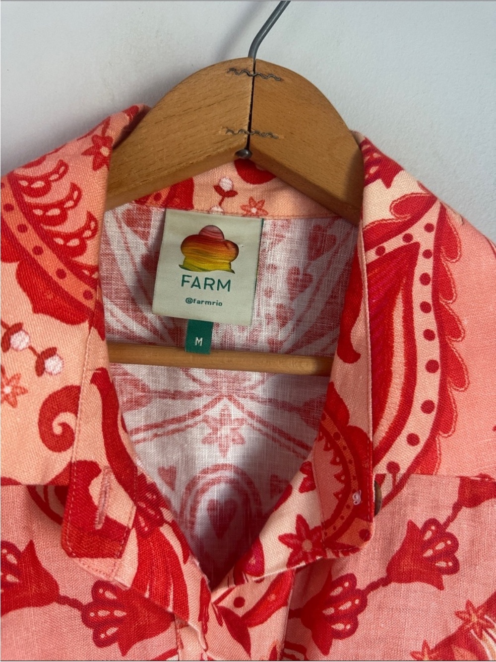 Farm Rio Jaipur Floral Belted Romper, Pink Red Print, Size Medium, EUC 🌺 - Picture 5 of 5